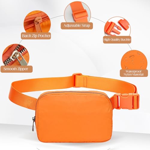 JENCVNL Bauchtasche Damen Gürteltasche Herren, Nylon Hüfttaschen Mode Brustbeutel Umhängetasche Crossbody Bag mit verstellbarem Riemen für Laufen Wandern Training Reisen (Orange)