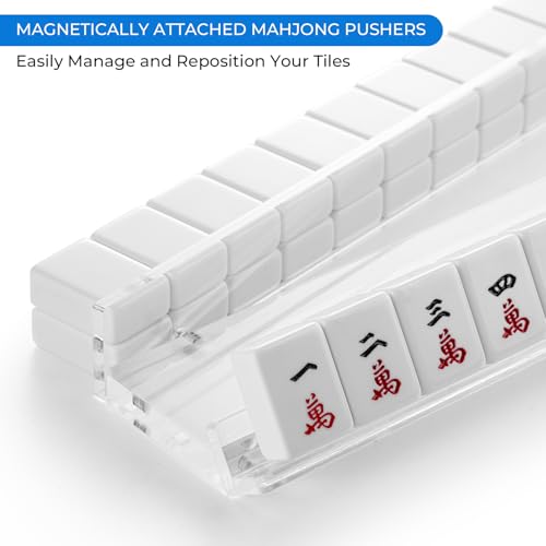 4PCS Clear Acrylic Mahjong Racks con Empujadores magnéticos miniatura 4