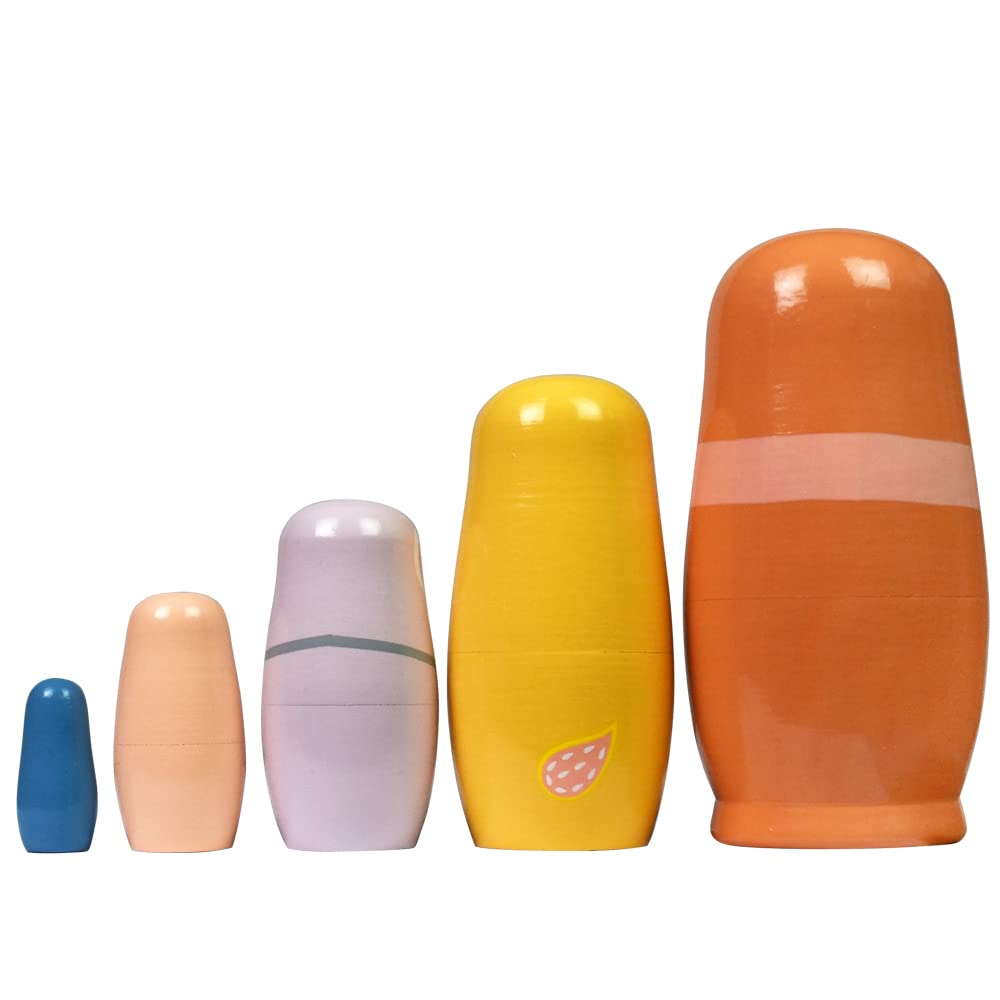 HYCLES Matryoshka rusa para niños 5 piezas - animales perros matryoshka juguetes de madera de 3 años regalo oso