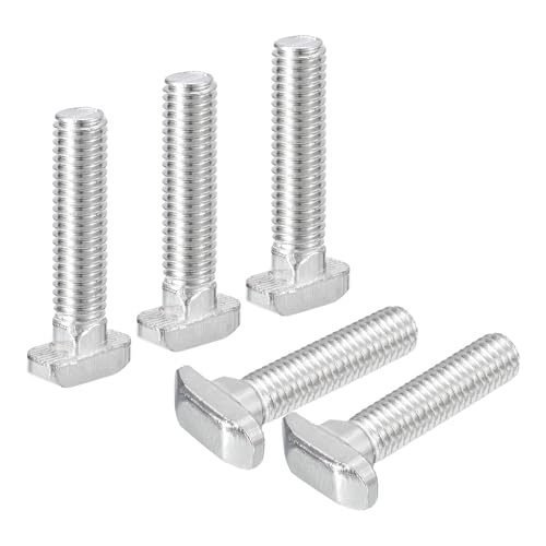 Image of uxcell 10Pcs T-Slot Bolts, M8 x 40mm Hammer Head Bolt T Screw Drop-in Stud for 4040 Series T-Slot Aluminum Extrusion Profile, 304 Stainless Steel, Silver