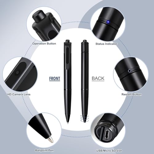 Image of DEATTI 1080P Body Camera Pen [Upgraded 2024] - Body Cam with HD Video or Picture Taking, SD Card Storage, and Manual Control for Privacy Compliance (DECM9)