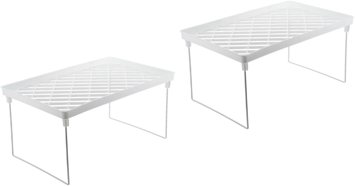 Ciieeo 2pcs Folding Desktop Cosmetics Storage Rack Versatile Bathroom Organizer Sink Storage Plastic Shelf for Makeup Beauty Products and Accessories