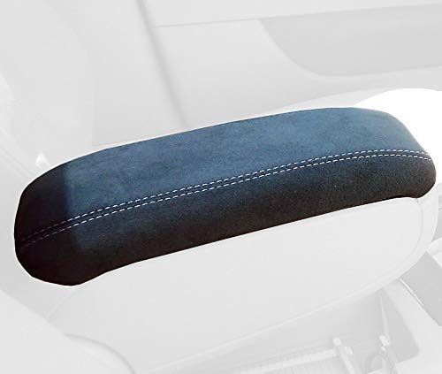RedlineGoods armrest Cover Compatible with Audi A3 2003-12. Tailor Made - not Universal. Genuine top-Grade Italian Black Leather with Blue Thread