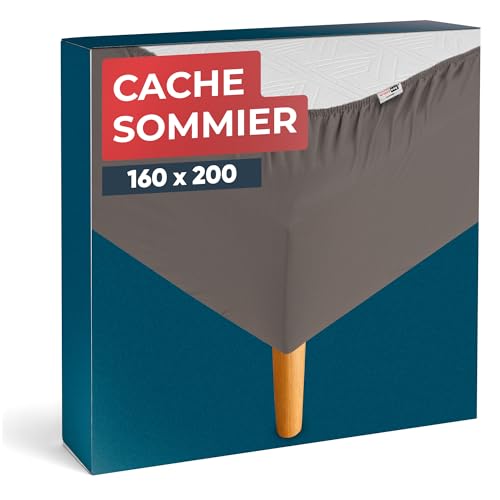 Wrappybag Cache-Sommier 160 x 200 cm – Rénovez et Modernisez Votre Ancien Sommier – Cache sommier Taupe - 6 Tailles Disponibles