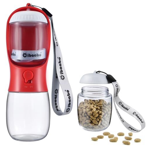 Image of Cibaabo Dog Water Bottle Portable with Food Container & Filter for Travel | Feeding & Hydration | Travel Water Bowl | Portable Pet Dispenser | Dog Gifts | Puppy Essentials | for Hiking Camping Beach