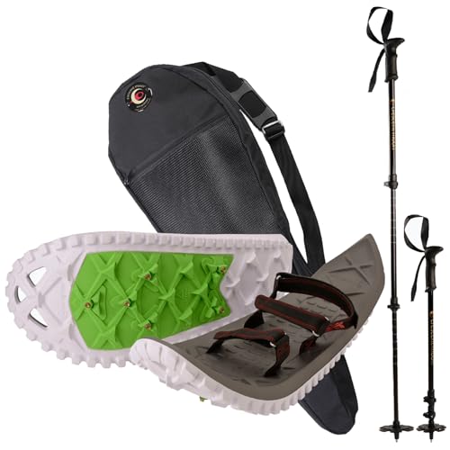 Crescent Moon EVA Unisex Ultralight EVA Foam Snowshoes for Men & Women Adults, for Hiking and Running, with Dual Density Rocker Cloud Deck and Ice Spikes (Gray Bundle)