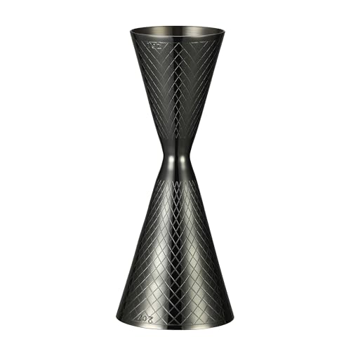 Cocktail Geek Double Cocktail Jigger Slim Style Measuring Jigger with Etched Pattern (Grid Gunmetal Black)