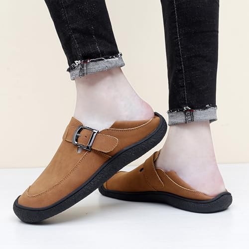 Men's Genuine Leather Casual Penny Loafers Fashion Buckle Round Toe Comfortable Soft Bottom Handmade Driving Loafers Slip On Lightweight Dress Shoes4