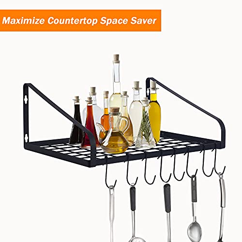 Zhoho Tant Hanging Pot Rack Pot Pan Rack Wall Mounted Pan And Pot Hanger With 8 Hooks For Kitchen Cookware Utensils 2 Diy Methods Black Steel Pan And Pot Hanging Organizer #TOP4