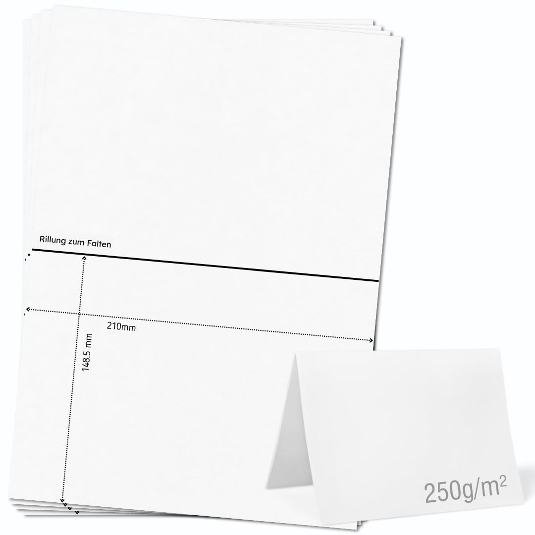 OfficeGear 1-up [25 sheets 25 Cards] 250gsm Perforated Scored Printable Folding Name Table Tent Place Cards for Hotels Restaurants Conference Events – 148.5x210mm When Folded with Design Template