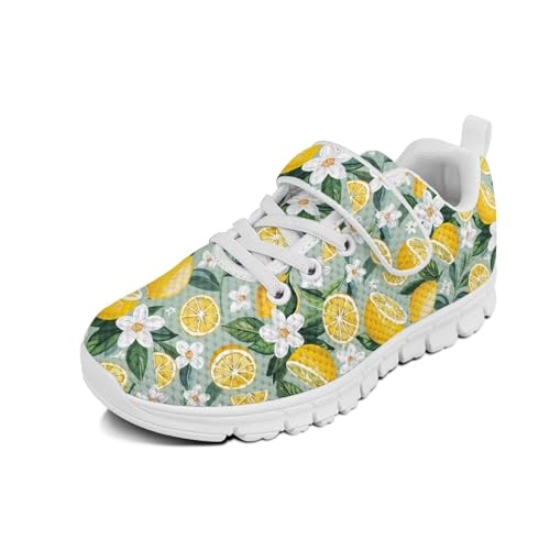 Boys Girls Shoes Kids Sneakers Athletic Running School Shoes for Little Kid/Big Kid Lemon Floral Pattern