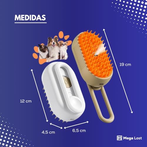 Escova Pet Vaporizada Para Remoção De Pelos Gatos Cães Recarregável Elétrica Pente Com Vapor (Café)