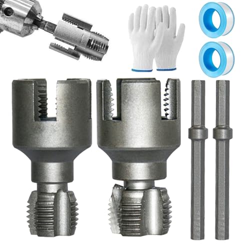 Integrated Pipe Threader, Integrated Internal & External Pipe Threading Tool, 1/2'' and 3/4'' Water Pipe Internal and External Integrated Threader, for Home Repair (1/2