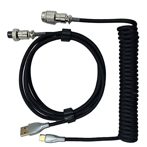 Julihai Kabel Mechanicznej Klawiatury do Gier Trwały, Zwijany, Zwijany Przewód dla Graczy i Entuzjastów (Wszystko czarne)