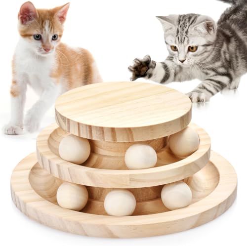 SMICEM Cat Ball Track Toy & Tower, Wooden, No Assembly