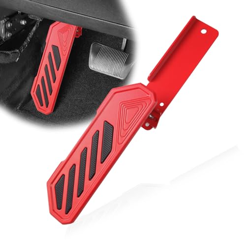 Phamyor Aluminum Anti-Slip Dead Pedal Driver Foot Rest Pad Fit for 2018-2024 Jeep Wrangler JL JLU 4XE & Jeep Gladiator JT, Adjustable Left Side Kick Panel, Red