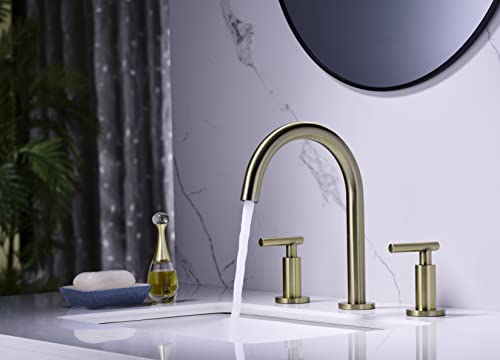 Robinet de lavabo chic à arc élevé avec 3 trous et double commande en laiton - 7