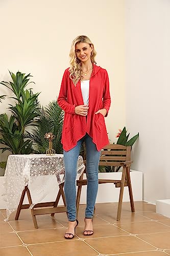 Image of VIISHOW Womens Lightweight Casual Hoodie Cardigans Open Front Waffle Knit Long Sleeve Outwear Coat with Pockets