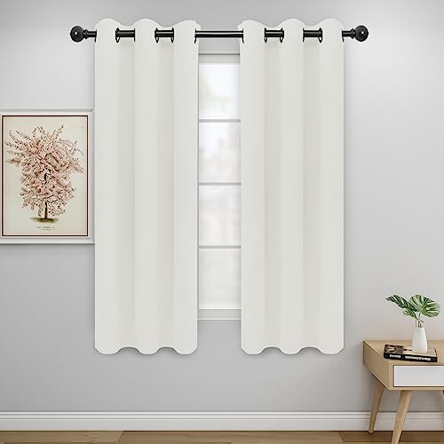 Easy-Going Blackout Curtains for Bedroom, Solid Thermal Insulated Grommet and Noise Reduction Window Drapes, Room Darkening Curtains for Living Room, 2 Panels (34x63 in, Ivory) by Easy-Going - Used condition - US$8.23