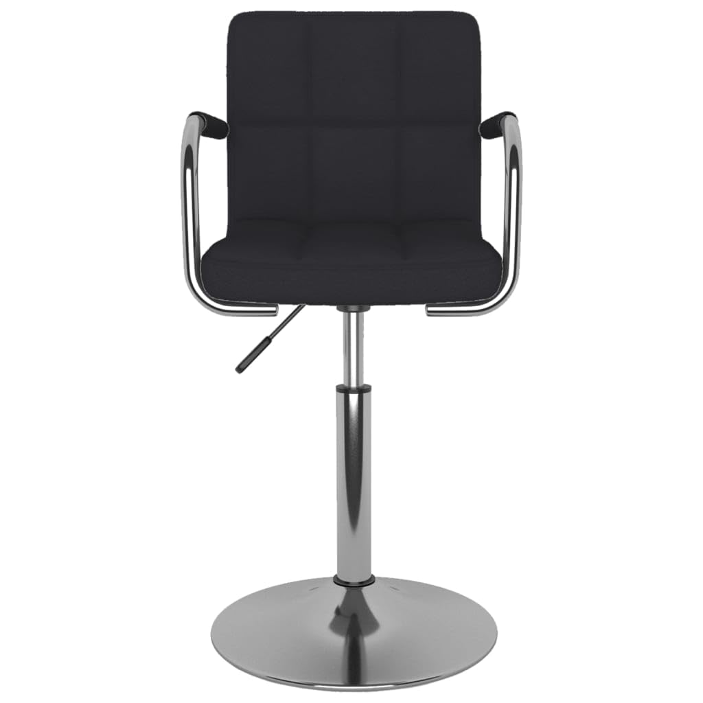 Taburete de bar negro acolchado, estructura de acero cromado con resorte de gas, altura regulable de 71 a 85,5 cm, giratorio 360 grados, con reposabrazos