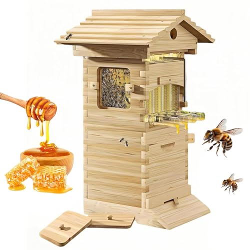 Kit de inicio for colmena, caja completa for apicultura con ventana de observación y boquilla for miel, incluye casita for abejas carpinteras for polinizadores de jardín.