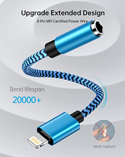 Image of iPhone Headphone Adapter, 2Pack Apple Dongle Lightning to 3.5mm Jack Converter Braided Audio Aux Cord Earbuds Splitter Adaptor Compatible with iPhone 14 13 12 11 Pro Max X XR XS SE 8 7 Plus iPad iPod