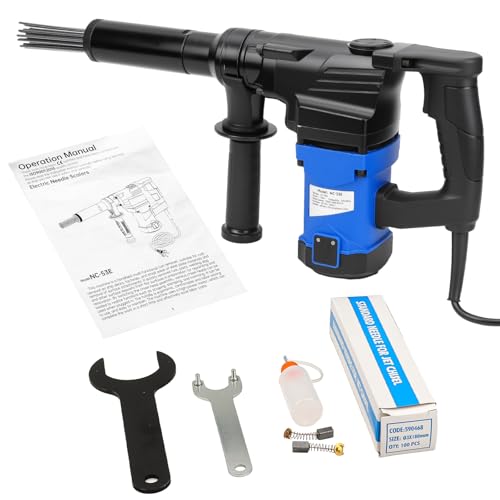 CHENNTAI Industrial Electric Needle Scaler 1100W High-Power Pure Copper Motor 23 Preinstalled 77 Spare Hardened Steel Needles Pistol Grip Safety Lock for Rust Weld Slag Paint Removal 110V with Lubrica