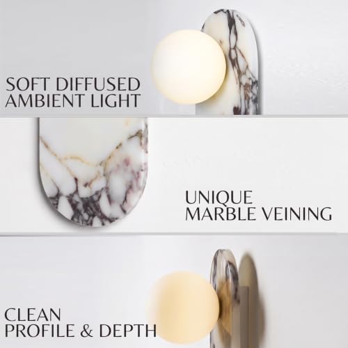 DZQWLL Natural Marble Wall Sconces, 3-Light Alabaster Light, Hardwired Wall Light Fixtures, Modern Wall Mount Wall Lights for Dining Room Stairs Bedroom by DZQWLL - Used condition - Image 9