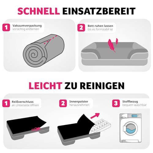 tectake® orthopädisches Hundebett, Kissen für Grosse und mittelgroße Hunde, flauschig und waschbar, Hundekörbchen mit Memory Schaum, Hundebox, Hundeliege, Hundekorb, Hundekissen (L - 94 x 72 x 18 cm)