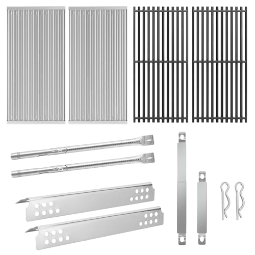 Grill Replacement Parts for Charbroil Tru-Infrared 2-Burner Gas Grills 463644220 463642316 463632520 463632320 463675016 Models Cast Iron Cooking Grates Stainless Steel Emitter Heat Plate Grill Burner