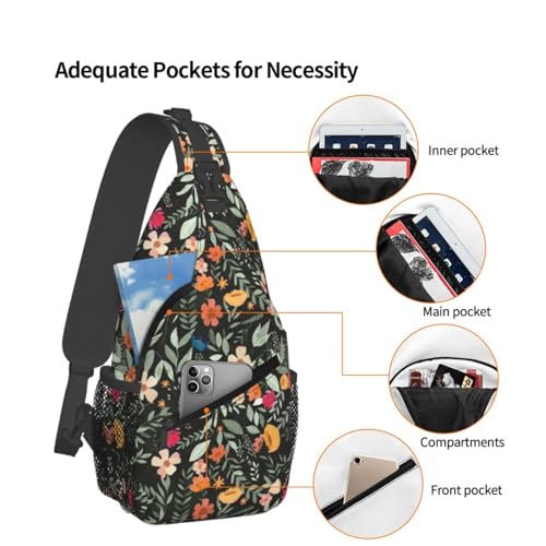 Image of Crossbody Bag FLoral Leaf Sling Bag Backpack Chest Bags Shoulder Bag for Women Men