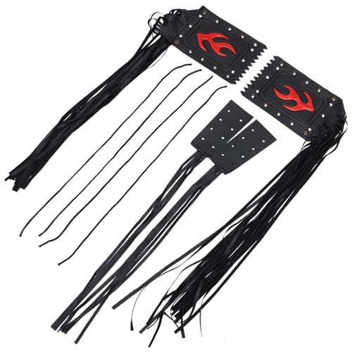 Puños de flecos negros para moto con cubiertas elegantes de manillar