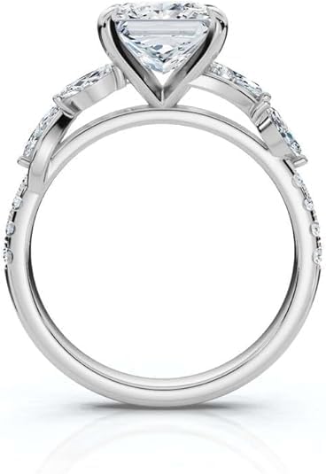 1-5 CT Moissanite Engagement Ring For Women Accents Moissanite Engagement Ring in 10K/14K/18K White gold And 925 Sterling Silver Wedding & Proposal Jewelry