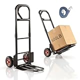 Sguuuwt Heavy Duty Hand Truck 600 LB Capacity, Steel 2 Wheel Dolly with Solid Rubber Tires, Detachable Hand Cart for Moving Appliances, Furniture, Warehouse, Industrial, Home Use