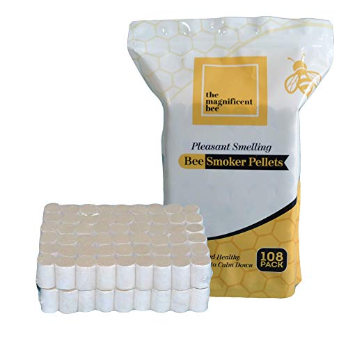 The Magnificent Bee Smoker Pellets 108 Pack Natural Hive Beekeeping and Beekeeper Accessories for Honey Bees Clean and Natural Burning Pleasant Smell for Outdoor Use | USA Brand