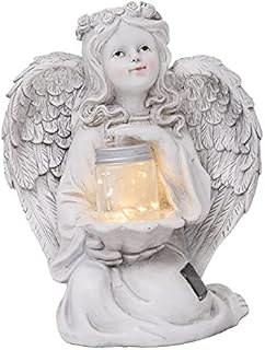 GloBrite Guardian Angel Garden Statue, Solar Lights Angel Decorations for Home, Resin Garden Decor for Outside & Memorial Gifts (2)