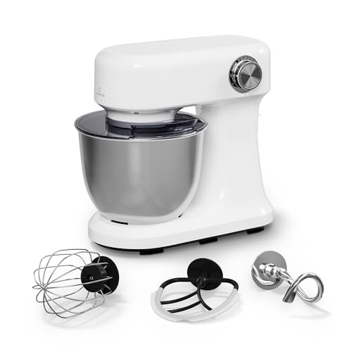 Klarstein Bella Evo Robot de Cocina 1500W – 5L Acero Inoxidable, 12 Velocidades, Función Pulso, Gancho & Batidor, Robot Cocina Multifunción, Protector Salpicaduras, Blanco