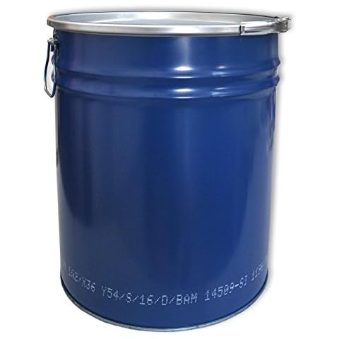 sicon Stahlfass 30 Liter Hobbock Deckelfass Metall Blechfass Mülleimer Behälter Kübel mit 2 Seitlichen Fallgriffen | Zyklon Staubabsaugung Geeignet | Stabil und gefüllt Stapelbar Cover