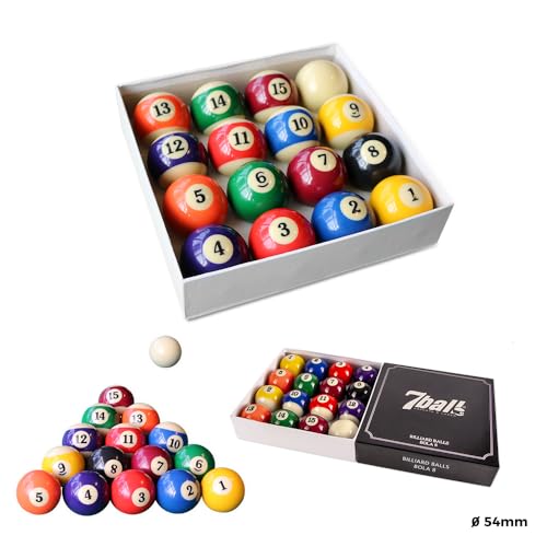 Jogo de Bolas Sinuca Bilhar Faixadas 57,2mm Numeradas Tipo Grande Padrão USA Americano Pool 7Ball®