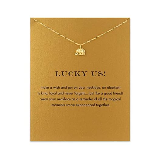 Baydurcan Good Luck Elephant Necklace Good Luck Elephant Pendant Chain Necklace with Message Card Gift Card (gold elephant)