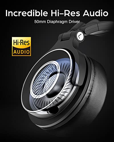 Image of OneOdio Monitor 60 Professional Studio Headphones, Hi-Res Audio, Foldable Wired Over Ear Headphones, Soft Comfortable Earmuffs, 6.35mm (1 /4 inch) Adapter for DJ Tracking Mixing Reording | Black