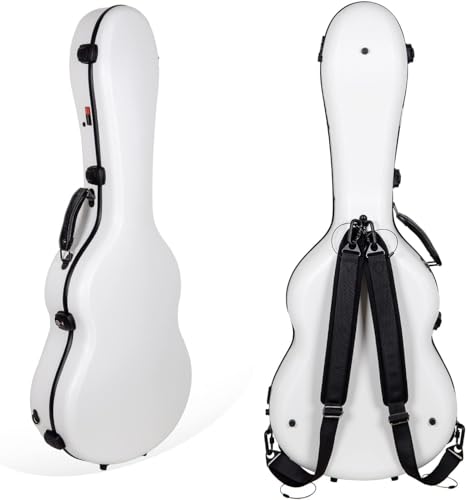 Crossrock Poly Carbon Case for 4/4 Classical Guitars, with TSA Lock, Padded Backpack Straps, White (CRF4030CWT) by Crossrock - Image 2