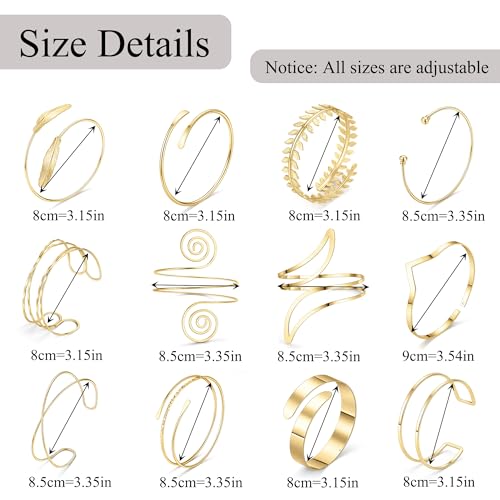 SAMOCO 12Pcs Arm Cuffs for Women Upper Arm Cuff Bracelets Bangle Armlet Adjustable Armband Cuff Bracelet Set4