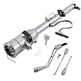 iiLentes 33'' Chrome Universal Column Shift Tilt Steering Wheel Column with Key for 1948-1975 Chevrolet C10 Truck 1946 Fleetline Buick Pontiac,Chrome Aluminum Column Shifter