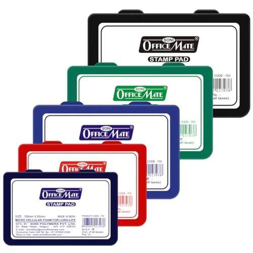 Image of Soni Officemate Medium Stamp Pad - Blue | Pack of 10| Crisp, Long-Lasting Impressions | Quick-Drying, Smudge-Free Ink | Durable & Refillable | Ideal for Office, Craft & DIY Projects