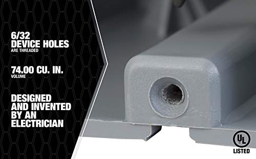 Image of Southwire MSB4G Four Gang Device Box with Depth Adjustable; Heavy Duty 42lb ; Gray