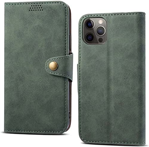 Étui portefeuille iPhone 14 Pro Max vert en cuir synthétique anti-choc