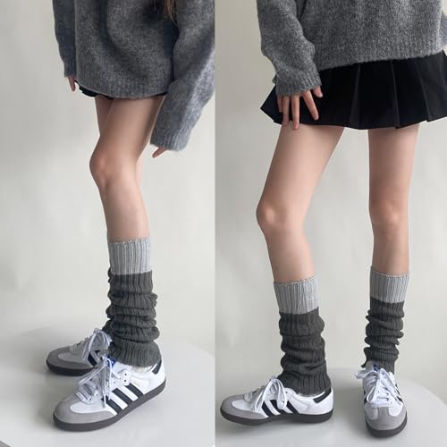 Image of Triplewood Y2K Warm Long Leg Warmers for Women White Knitted Girls Leg Warmer Socks Winter Accessory
