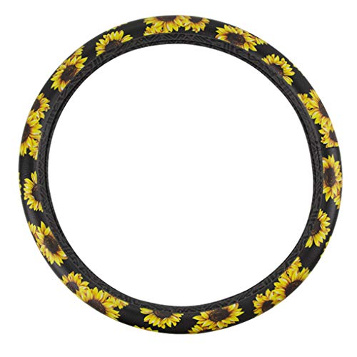 Dotesy Flower Car Steering Wheel Cover Fiber Leather Anti-Slip Universal Fit For Women,Lady,Universal 15 Inch #TOP3