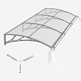 Door Canopy Outdoor Awning with Drainage,300x100 cm Polycarbonate Rain Shelter with ABS Brackets,Polycarbonate Sheet,UV,Snow Protection for Porch,Front Door, Patio, Window, Deck